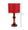 Red Cotton Shade Table Lamp with Wood Base