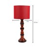 Red Cotton Shade Table Lamp with Wood Base
