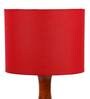Red Cotton Shade Table Lamp with Wood Base