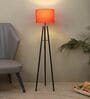Red Cotton Shade Tripod Floor Lamp Iron Base
