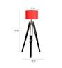 Red Cotton Shade Tripod Floor Lamp With Sheesham Wood Base