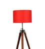 Red Cotton Shade Tripod Floor Lamp With Mango wood Base