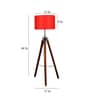 Red Cotton Shade Tripod Floor Lamp With Mango wood Base