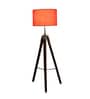 Red Cotton Shade Tripod Floor Lamp With Mango wood Base