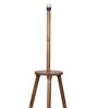 Red Cotton Shade Tripod Floor Lamp With Wooden Base