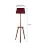 Red Cotton Shade Tripod Floor Lamp With Wooden Base