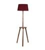 Red Cotton Shade Tripod Floor Lamp With Wooden Base