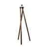 Red Cotton Shade Tripod Floor Lamp With Wooden Base