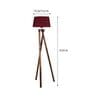 Red Cotton Shade Tripod Floor Lamp With Wooden Base