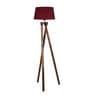 Red Cotton Shade Tripod Floor Lamp With Wooden Base