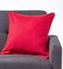 Red Cotton Solid 12x12 Inches Cushion Cover