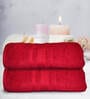 Red Cotton Solid 500 GSM Bath Towels (Set of 2)