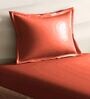 Red Cotton Solid 210TC Plain Single Bedsheet with 1 Pillow Cover