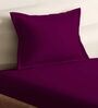 Purple Cotton Solid 210TC Plain Single Bedsheet with 1 Pillow Cover