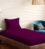 Purple Cotton Solid 210TC Plain Single Bedsheet with 1 Pillow Cover