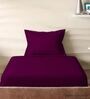Purple Cotton Solid 210TC Plain Single Bedsheet with 1 Pillow Cover