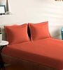 Red Cotton Solid 210TC Plain Super King Bedsheet with 2 Pillow Covers