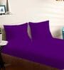 Purple Cotton Solid 210TC Plain Super King Bedsheet with 2 Pillow Covers