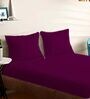 Purple Cotton Solid 210TC Plain Super King Bedsheet with 2 Pillow Covers