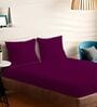 Purple Cotton Solid 210TC Plain Super King Bedsheet with 2 Pillow Covers
