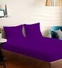 Purple Cotton Solid 210TC Plain Super King Bedsheet with 2 Pillow Covers