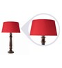 Red Fabric shade Table Lamp with Wood base