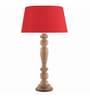 Red Fabric shade Table Lamp with Wood base