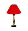 Red Cotton Table Lamp With  Metal & Wood  Base 10X15 Inches