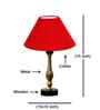 Red Cotton Table Lamp With  Metal & Wood  Base 10X15 Inches