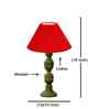 Red Cotton Table Lamp With  Wood  Base 10X19 Inches