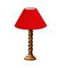 Red Cotton Table Lamp With  Wood  Base 10X19 Inches