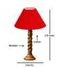 Red Cotton Table Lamp With  Wood  Base 10X19 Inches