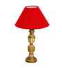Red Cotton Table Lamp With  Wood  Base 10X19 Inches