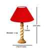 Red Cotton Table Lamp With  Wood  Base 10X19 Inches
