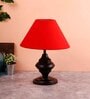 Red Cotton table lamp with black base