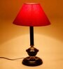 Red Cotton table lamp with black base