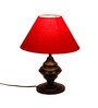 Red Cotton table lamp with black base