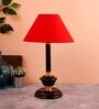 Red Cotton table lamp with black base