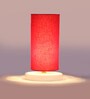 Red Cotton table lamp with White wood base -6