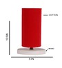 Red Cotton table lamp with White wood base -6
