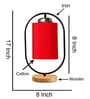 Red Cotton Table Lamp With Wood Base