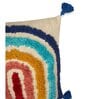 Cute Rainbow 16x16 Beige Cushion Cover With Tassle