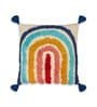 Cute Rainbow 16x16 Beige Cushion Cover With Tassle