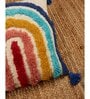 Cute Rainbow 16x16 Beige Cushion Cover With Tassle