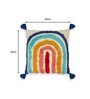 Cute Rainbow 16x16 Beige Cushion Cover With Tassle