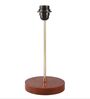 Red Cylinder Fabric Shade Table Lamp, Brown Wooden Base Bedside & Desk Light for Bedroom, Living Room & Home Decor