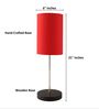 Red Cylinder Fabric Shade with Modern Silver & Black Table Lamp for Bedroom & Living Room
