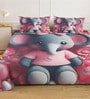 Red Digital Animal Printed Cotton Blend Double Bedsheet with 2 Pillow Covers