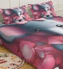 Red Digital Animal Printed Cotton Blend Double Bedsheet with 2 Pillow Covers