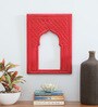 Red Distress Color Handpainted Engineered Wood Carving Jharokha Frame
